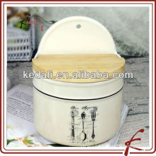 ceramic kitchen storage jars with wood lid